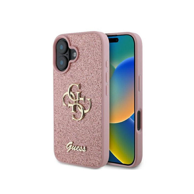 Etui Guess Fixed Glitter Big 4G do iPhone 16 Plus, różowy