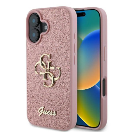 Etui Guess Fixed Glitter Big 4G do iPhone 16 Plus, różowy