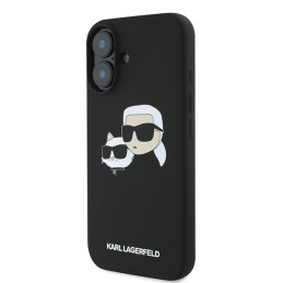 Etui Karl Lagerfeld Silicone Double Heads Print MagSafe do iPhone 16 Plus, czarne