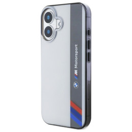 Etui BMW Motosport IML Vertical Stripe do iPhone 16 Plus, szary