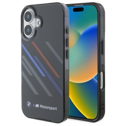 Etui BMW Motosport IML Random Stripes do iPhone 16 Plus, czarne