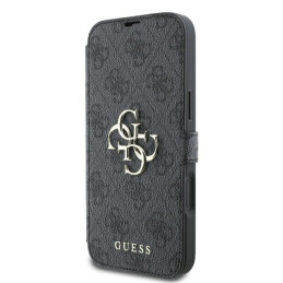 Etui Guess book 4G Metal Logo do iPhone 16 Plus, czarne