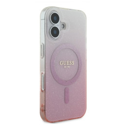 Etui Guess IML Glitter Gradient MagSafe do iPhone 16 Plus, różowy