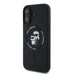 Etui Karl Lagerfeld Silicone Karl&Choupette Heads Ring MagSafe do iPhone 16 Plus, czarne