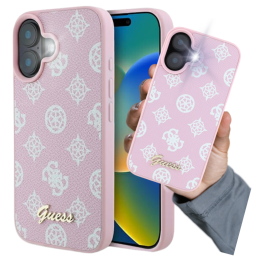 Etui Guess Peony Script Logo MagSafe do iPhone 16 Plus, różowy/pink