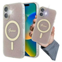 Etui Guess IML 4G MagSafe do iPhone 16 Plus, różowy/pink