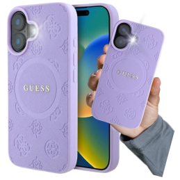 Etui Guess Saffiano Peony Classic Logo MagSafe do iPhone 16 Plus,  fioletowy/purple