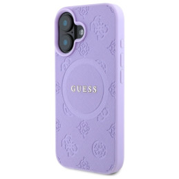 Etui Guess Saffiano Peony Classic Logo MagSafe do iPhone 16 Plus,  fioletowy/purple