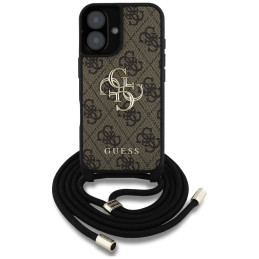 Etui Guess 4G Big Logo Cord Stap Crossbody do iPhone 16 Plus, brązowy