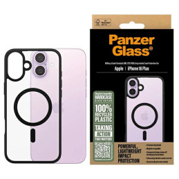 Etui antybakteryjne PanzerGlass HardCase MagSafe do iPhone 16 Plus, przezroczysto-czarne