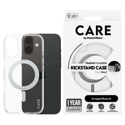 Etui CARE by PanzerGlass Feature Kickstand do MagSafe do iPhone 16, srebrne