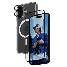 Zestaw PanzerGlass 3in1 Protection do iPhone 16, (Etui + Szkło na telefon + Szkło na aparat)