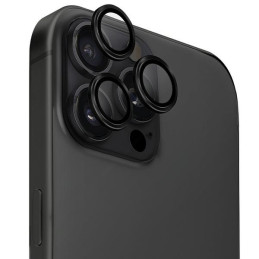 Szkło na obiektyw aparatuUNIQ Optix Aluminium Camera Lens do  iPhone 16 Pro / 16 Pro Max, czarne