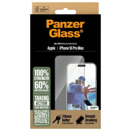Szkło hartowane PanzerGlass Ultra-Wide Fit + EasyAligner do iPhone 16 Pro Max, czarna ramka