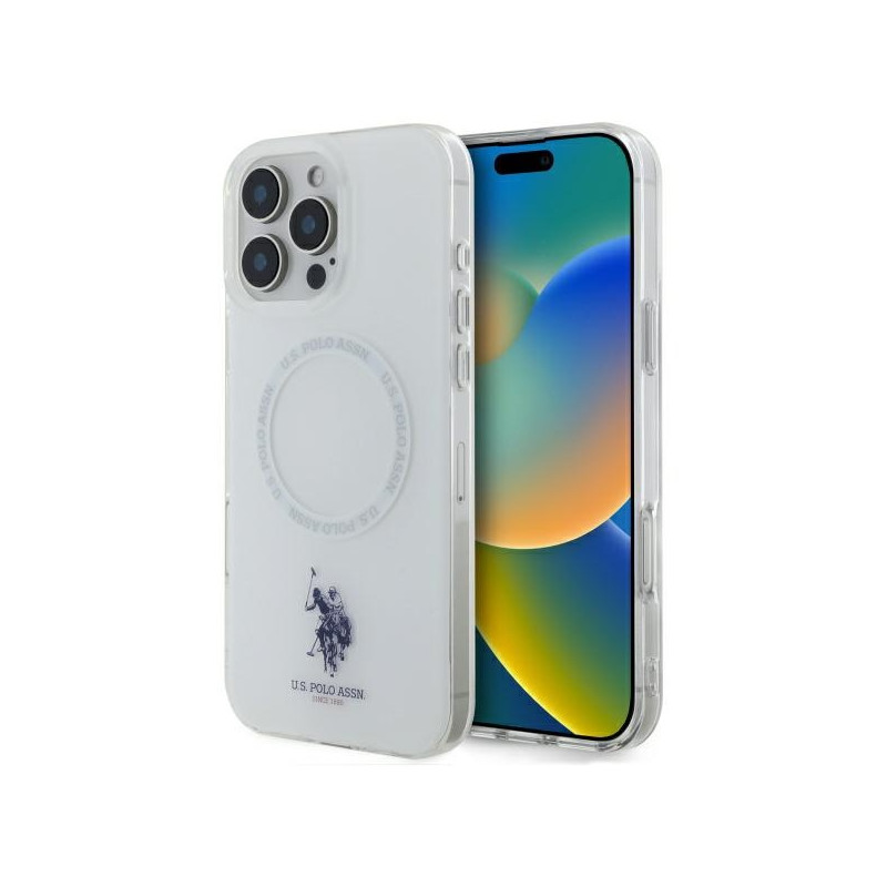 Etui US Polo IML Ring MagSafe do iPhone 16 Pro Max biały