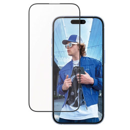 Szkło hartowane PanzerGlass Aluminum Frame Ultra-Wide Fit + EasyAligner do iPhone 16 / 15, czarna ramka