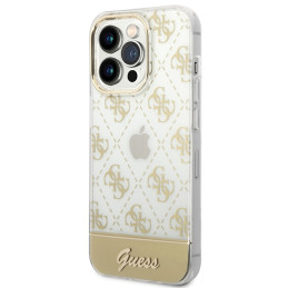 Etui Guess 4G Pattern Script do iPhone 14 Pro Max, złote