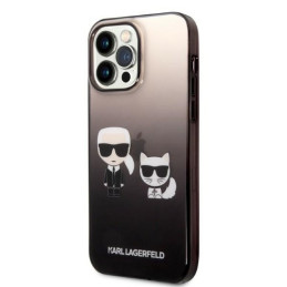 Etui Karl Lagerfeld Gradient Ikonik Karl & Choupette do iPhone 14 Pro Max, czarne