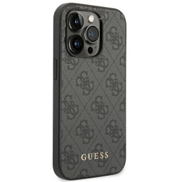 Etui Guess 4G Metal Gold Logo do iPhone 14 Pro, szare