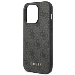 Etui Guess 4G Metal Gold Logo do iPhone 14 Pro, szare