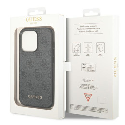 Etui Guess 4G Metal Gold Logo do iPhone 14 Pro, szare