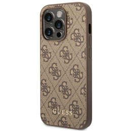 Etui Guess 4G Metal Gold Logo do iPhone 14 Pro, brązowe