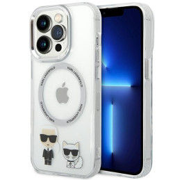 Etui Karl Lagerfeld Karl & Choupette Aluminium Magsafe do iPhone 14 Pro przeźroczyste