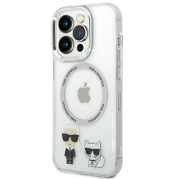 Etui Karl Lagerfeld Karl & Choupette Aluminium Magsafe do iPhone 14 Pro przeźroczyste