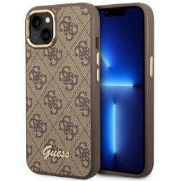 Etui Guess book 4G Vintage Gold Logo do iPhone 14, brązowe