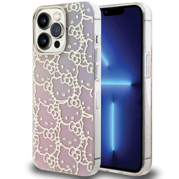 Etui Hello Kitty IML Gradient Electrop Crowded Kitty Head do iPhone 13 Pro Max, różowe