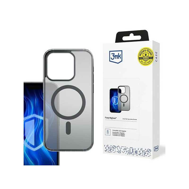 Etui 3mk Frosty MagCase do iPhone 13 Pro Max, półprzezroczyste z czarnym