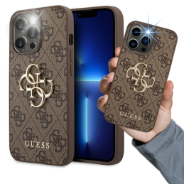 Etui Guess 4G Big Metal Logo do iPhone 13 Pro / 13, brązowe