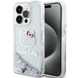 Etui Hello Kitty Liquid Glitter Charms Kitty Head do iPhone 13 Pro / 13, srebrne