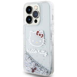 Etui Hello Kitty Liquid Glitter Charms Kitty Head do iPhone 13 Pro / 13, srebrne
