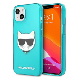 Etui Karl Lagerfeld Glitter Choupette Fluo do iPhone 13 mini niebieskie