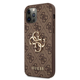 Etui Guess 4G Big Metal Logo do iPhone 12/12 Pro, brązowe