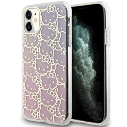Etui Hello Kitty IML Gradient Electrop Crowded Kitty Head do iPhone 11 / Xr, różowe
