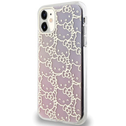 Etui Hello Kitty IML Gradient Electrop Crowded Kitty Head do iPhone 11 / Xr, różowe