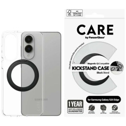 Etui CARE by PanzerGlass Feature Black Kickstand & QI do Galaxy S25 Edge, przezroczysty
