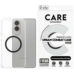 Etui CARE by PanzerGlass Flagship Urban Combat Qi do Galaxy S25 Edge, przezroczyste