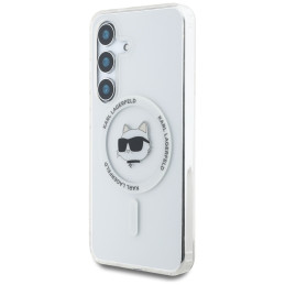 Etui Karl Lagerfeld Button Choupette Head Printed Logo MagSafe do Galaxy S25, białe