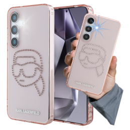 Etui Karl Lagerfeld Rhinestones K. Head Logo do Galaxy S25, różowy