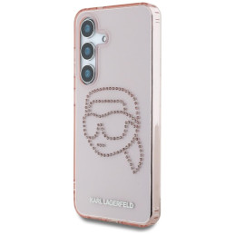 Etui Karl Lagerfeld Rhinestones K. Head Logo do Galaxy S25, różowy