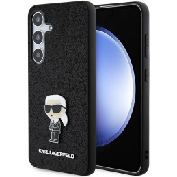 Etui Karl Lagerfeld Fixed Glitter Ikonik Logo Metal Pin do Galaxy S24+ czarne