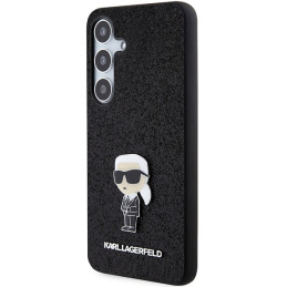 Etui Karl Lagerfeld Fixed Glitter Ikonik Logo Metal Pin do Galaxy S24+ czarne