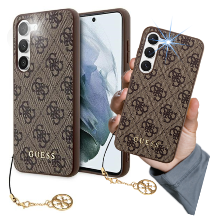 Etui Guess 4G Charms Collection do Galaxy A55, brązowe