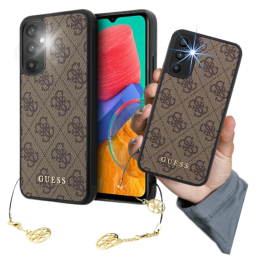 Etui Guess 4G Charms Collection do Galaxy A34 5G, brązowe
