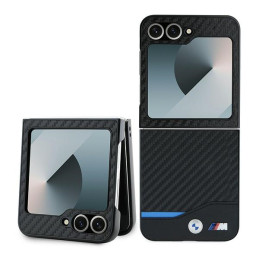 Etui BMW Carbon Blue Line do Galaxy Z Flip6, czarne