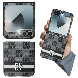 Etui DKNY Chequered Pattern Printed Stripes do Samsung GalaxyZ Flip6, czarne