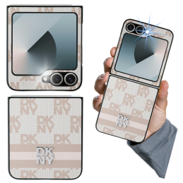 Etui DKNY Chequered Pattern Printed Stripes do Samsung Galaxy Z Flip6, różowy/pink
